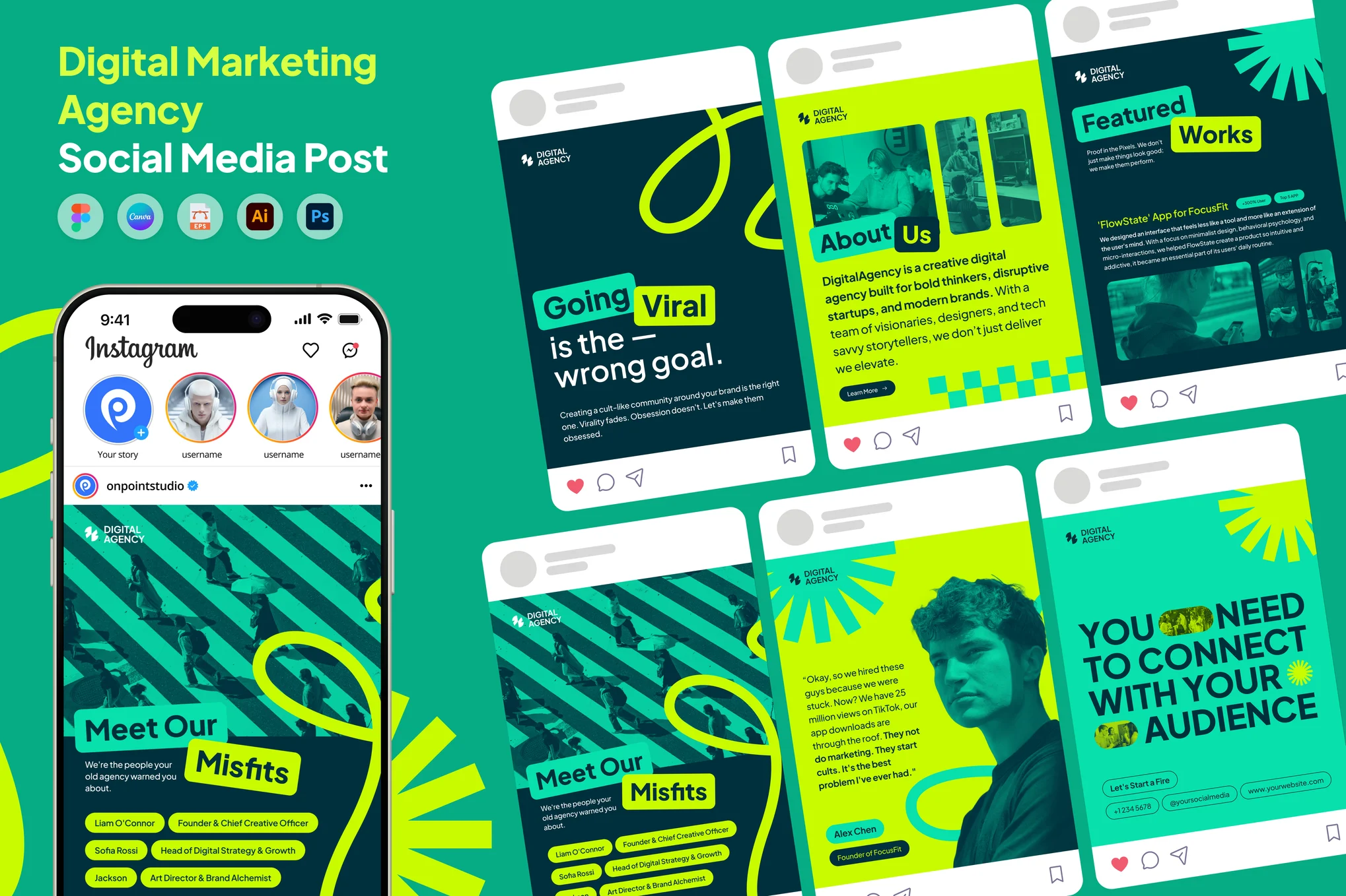 Social media and digital marketing services showcasing campaign strategies and online presence